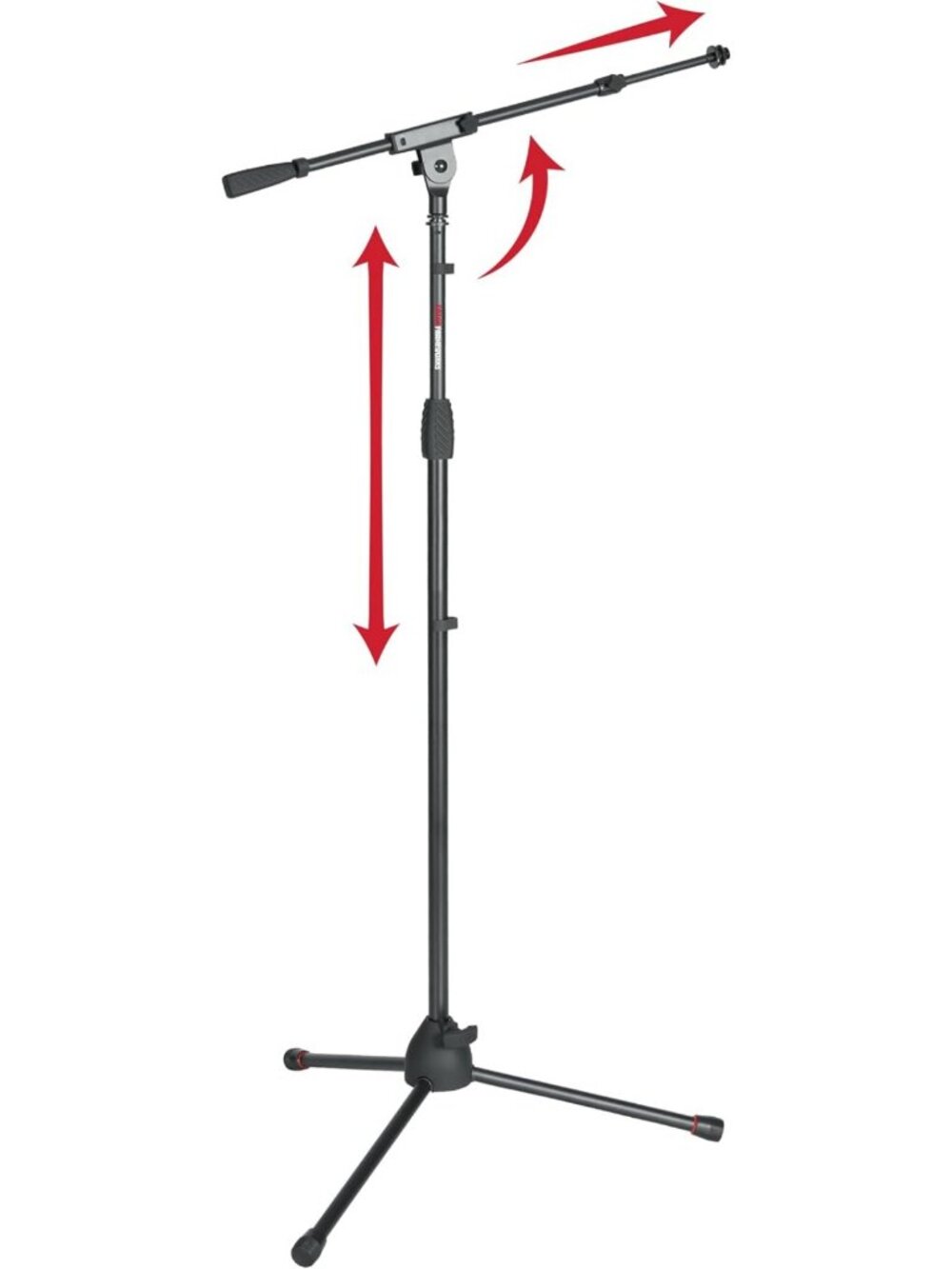 Adjustable Tripod Microphone Stand with Boom Arm & Soft Grip Clutch, Adapters